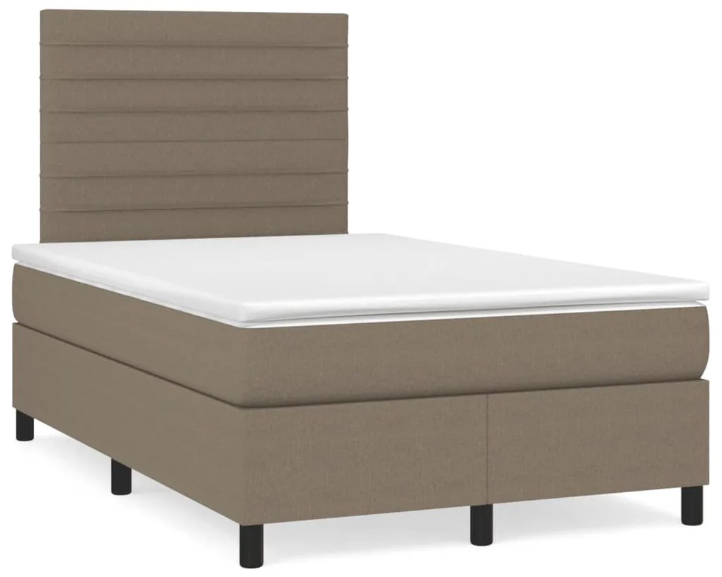 vidaXL Κρεβάτι Boxspring με Στρώμα Taupe 120x190 εκ. Υφασμάτινο