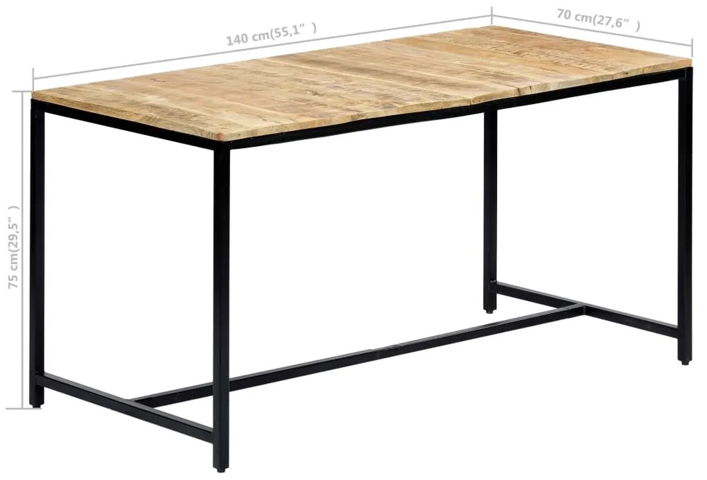 vidaXL Τραπεζαρία 140 x 70 x 75 εκ. από Μασίφ Ακατέργαστο Ξύλο Μάνγκο