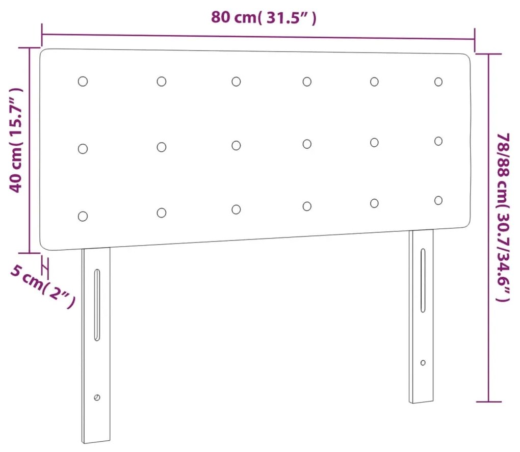 vidaXL Κεφαλάρι Κρεβατιού LED Ανοιχτό Γκρι 80x5x78/88 εκ. Βελούδινο