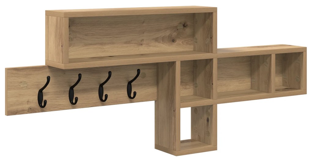 vidaXL Τοίχου Κρεμάστρα με ράφι artisan δρυς 100 x 12 x 43.5 εκ