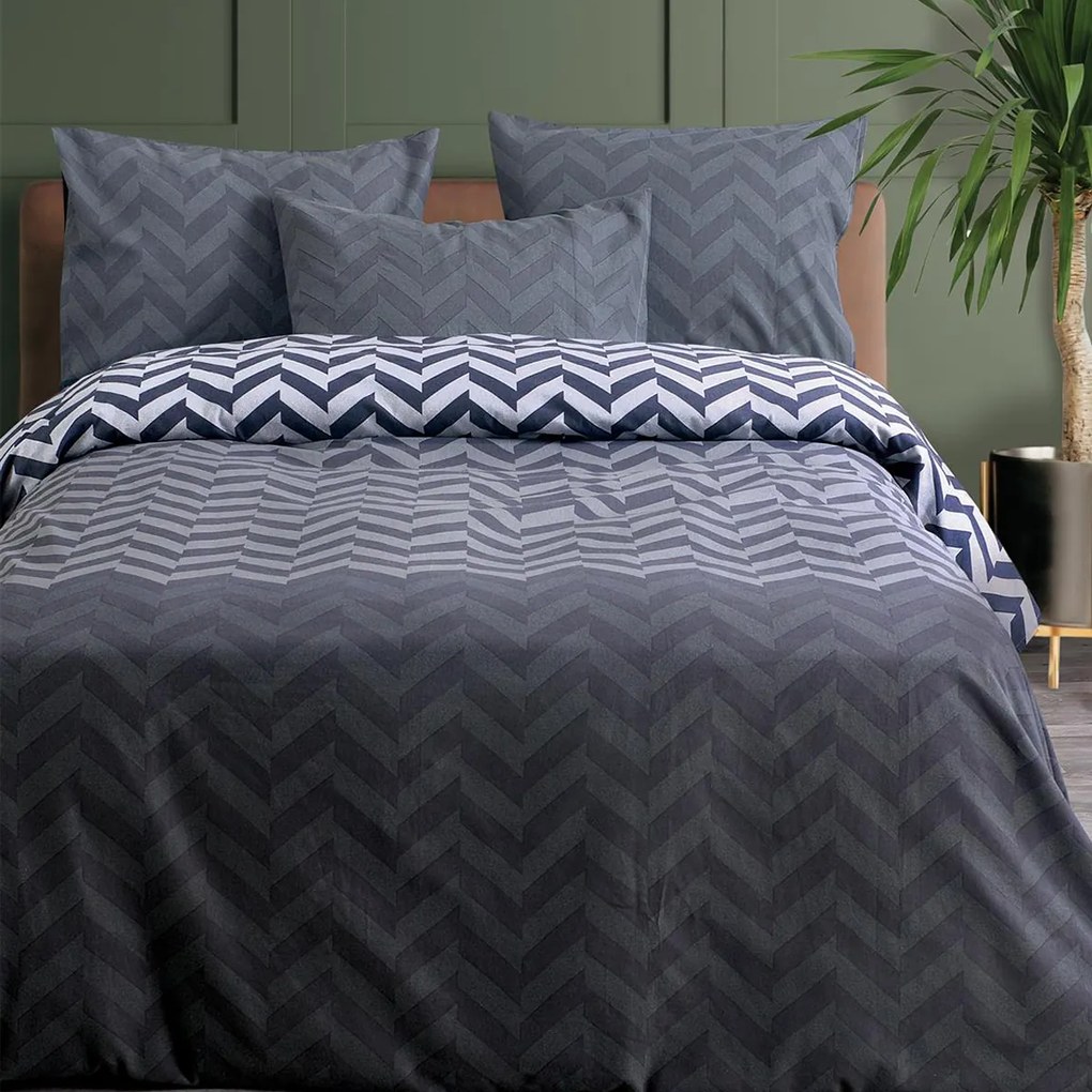 Φανελένια Παπλωματοθήκη King Size (Σετ 240x250) 2 Όψεων Makis Tselios Zic Zac Grey