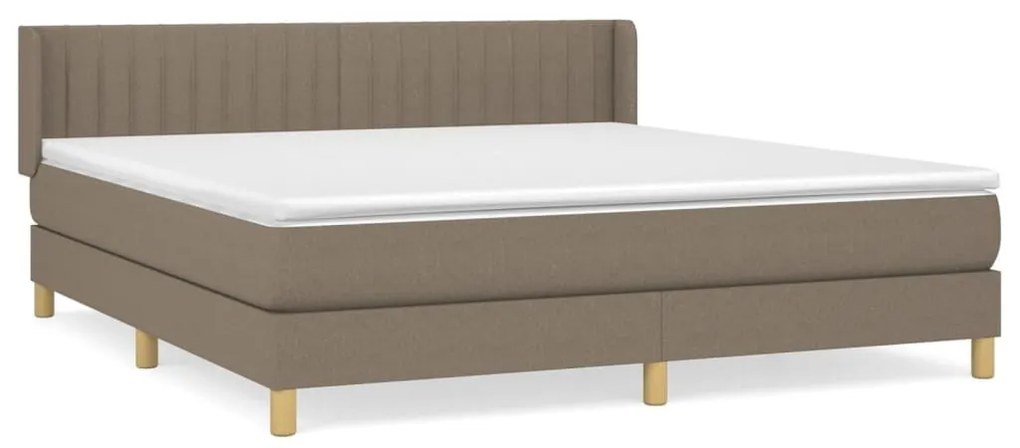 Κρεβάτι Boxspring με Στρώμα Taupe 160x200 εκ. Υφασμάτινο - Μπεζ-Γκρι