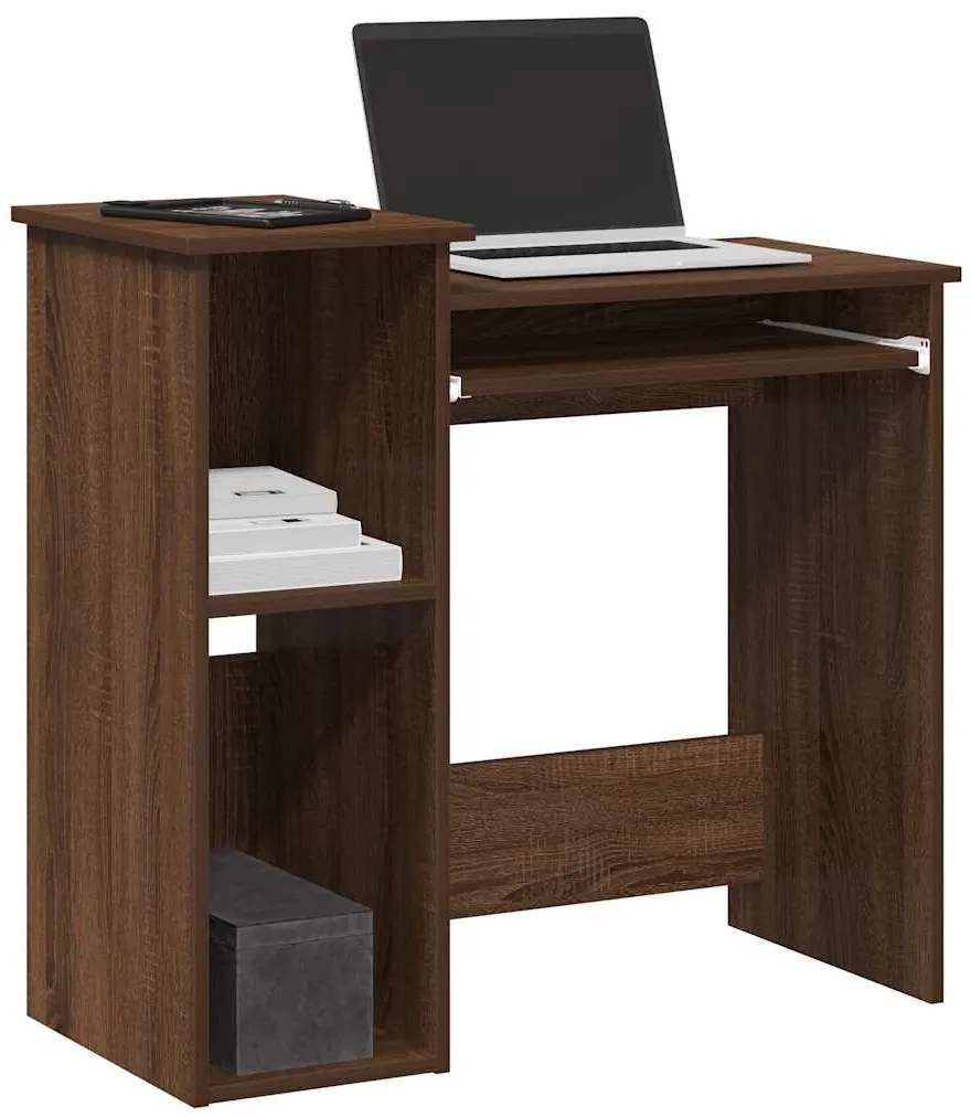 Γραφείο με Ράφια Καφέ Δρυς 184x40x78 εκ Επεξεργασμένο Ξύλο