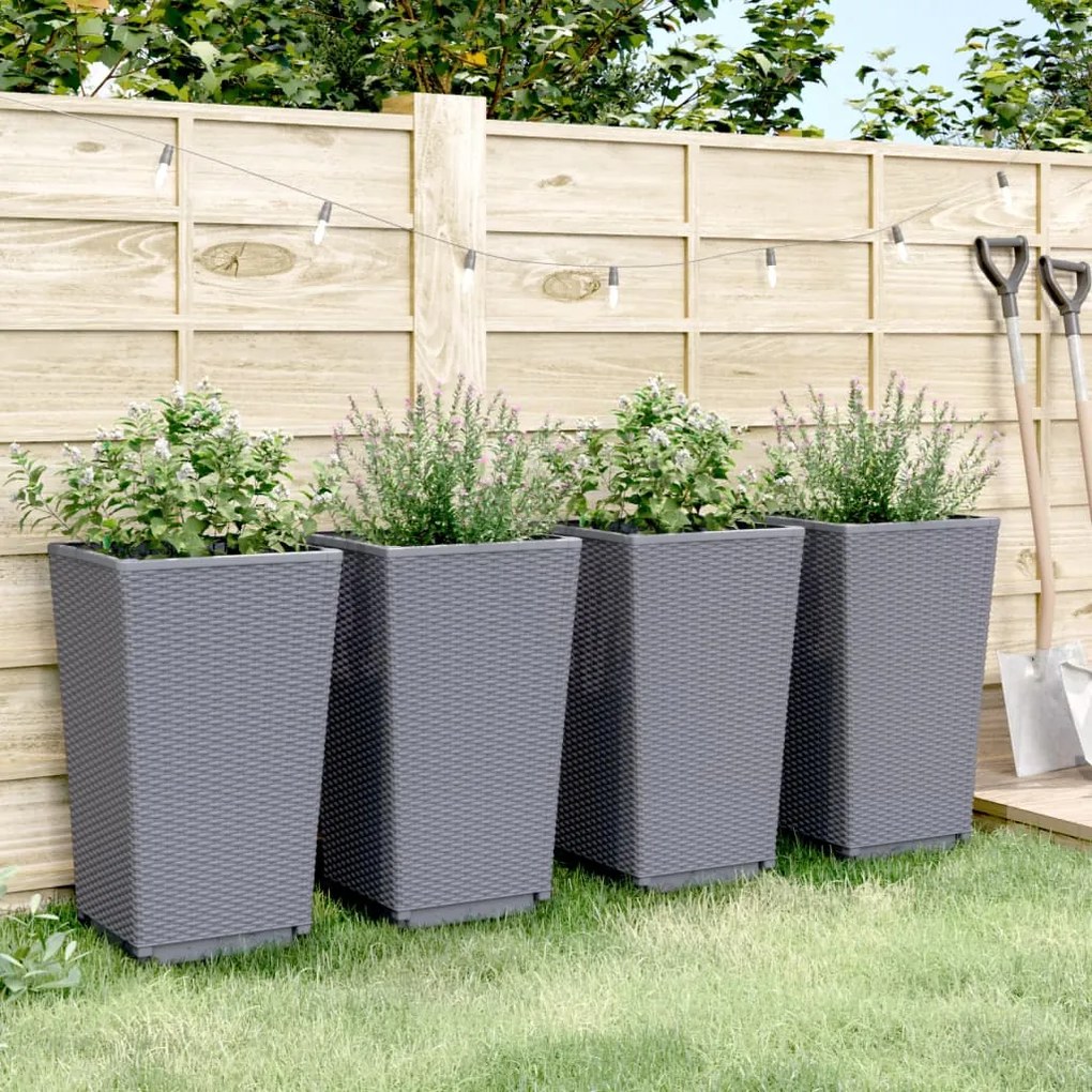 vidaXL Ζαρντινιέρες Κήπου 4 τεμ. Μπλε Γκρι 32,5x32,5x57 εκ. Πολυπροπυλένιο