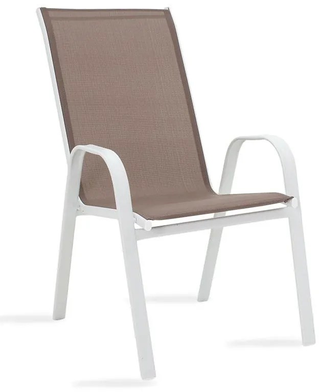 Τραπεζαρία Valor-Calan Β σετ 5τεμ μέταλλο λευκό-textilene καφέ 140x80x70εκ