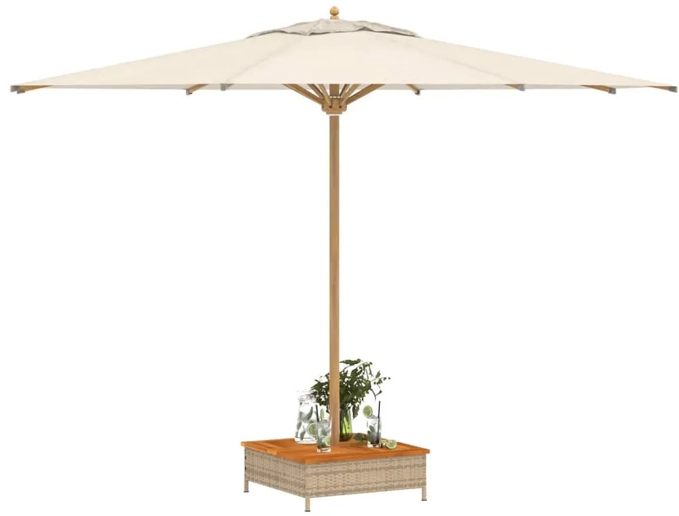 vidaXL Κάλυμμα Βάσης Ομπρέλας Μπεζ 70x70x25εκ. Συνθετικό Ρατάν/Ακακία