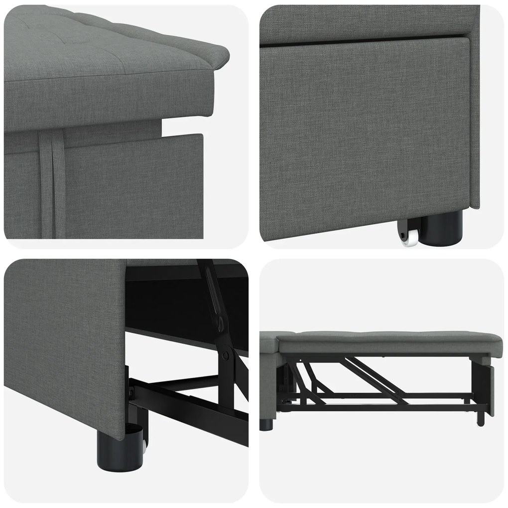 vidaXL Καναπές κρεβάτι 3 σε 1  - Σχεδιασμός pull-out, σκούρο γκρι ύφασμα