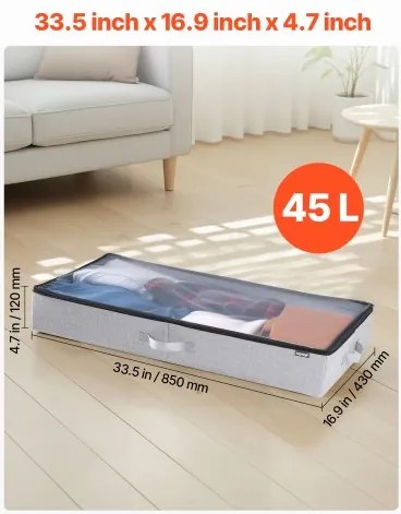 VEVOR Under Bed Storage 45L Stackable Shoe Organization Box with Clear Lid 2Pack