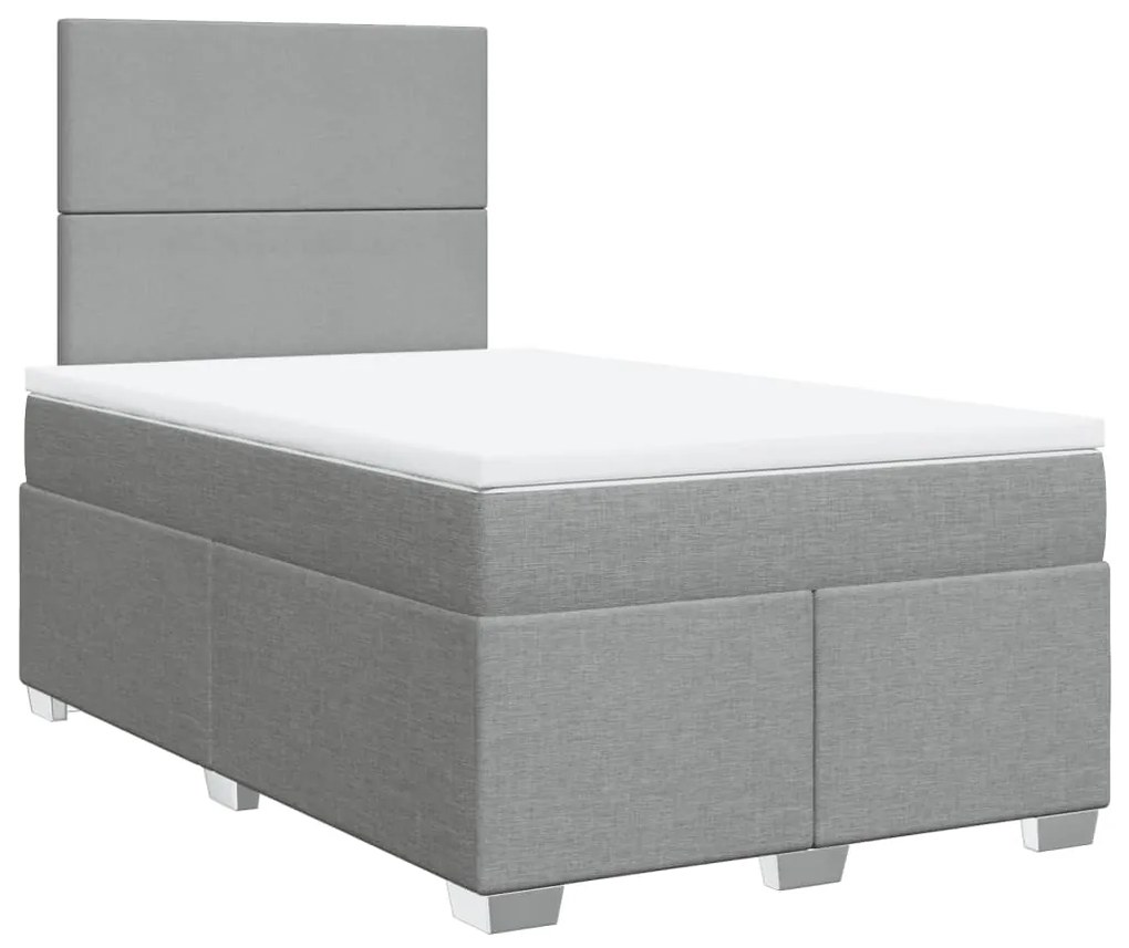 vidaXL Κρεβάτι Boxspring με Στρώμα Ανοιχτό Γκρι 120x190 εκ. Υφασμάτινο