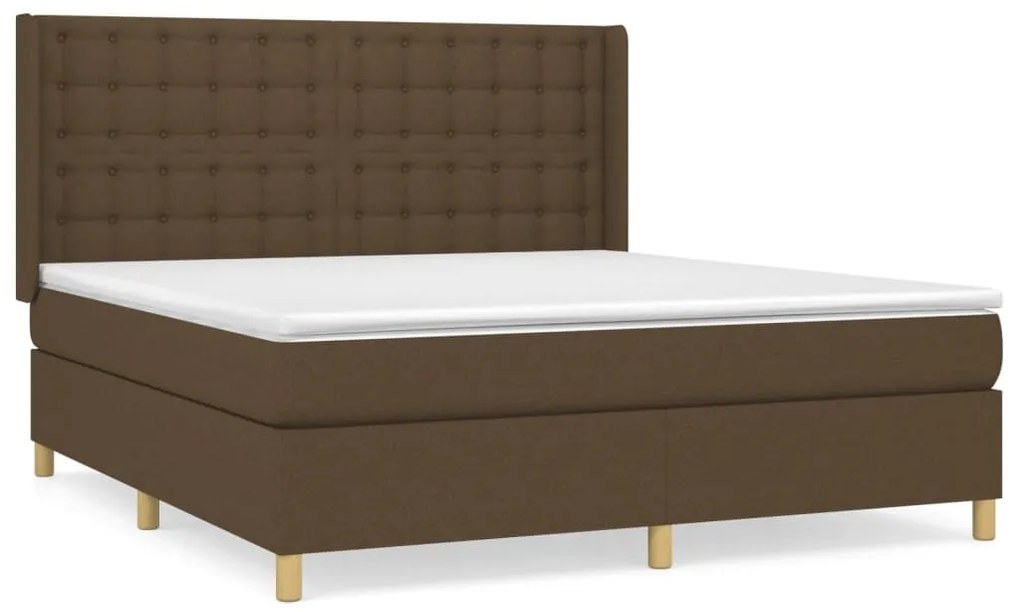 Κρεβάτι Boxspring με Στρώμα Σκούρο Καφέ 160x200 εκ Υφασμάτινο - Καφέ