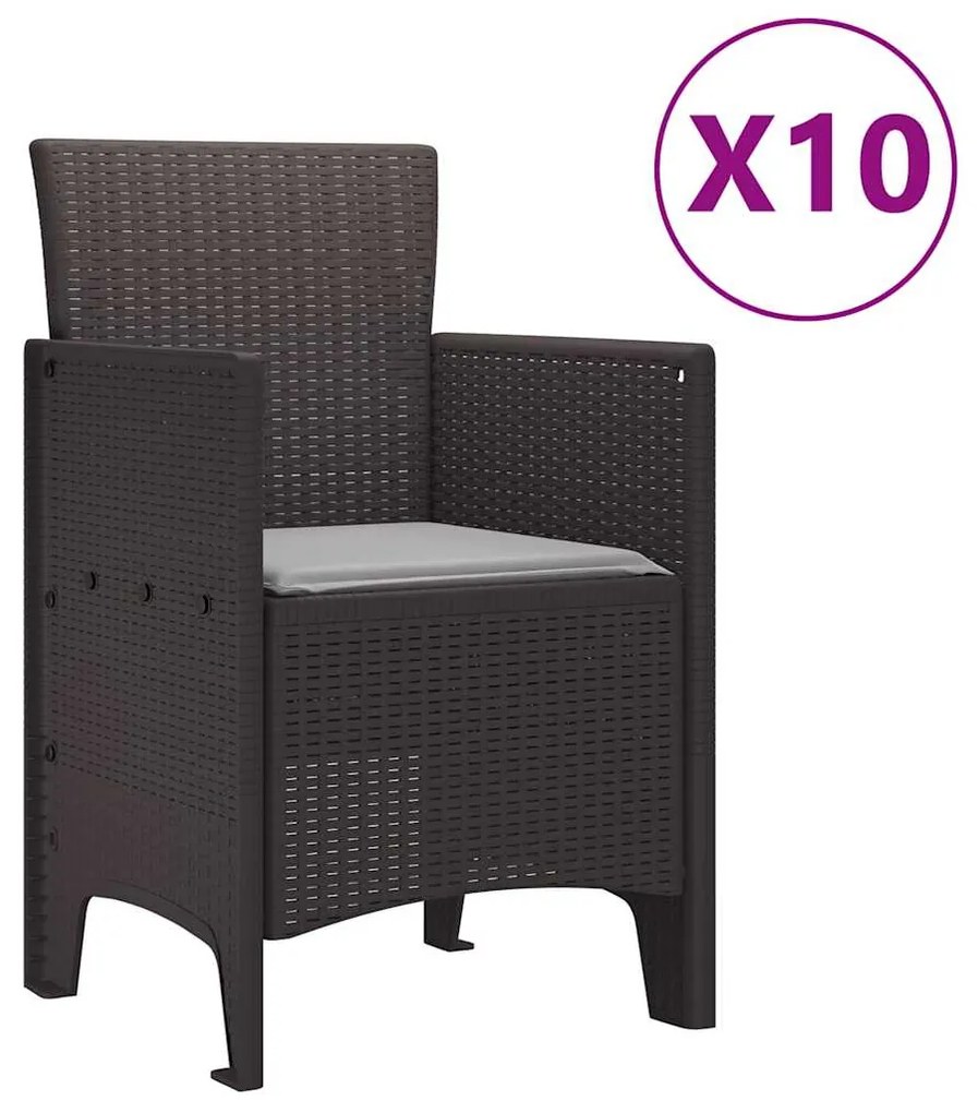 vidaXL Σέτ φαγητού για κήπο 11 pcs Καφέ Rattan Polt