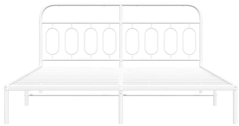 vidaXL Πλαίσιο Κρεβατιού με Κεφαλάρι Λευκό 183 x 213 εκ. Μεταλλικό