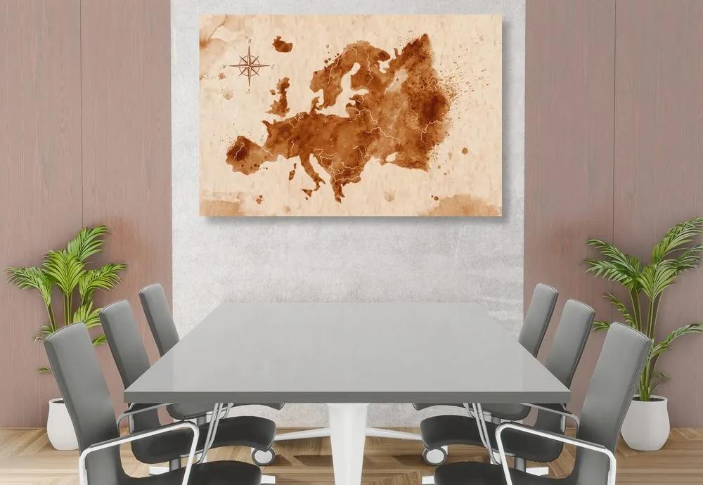 Εικόνα στον ρετρό χάρτη της Ευρώπης από φελλό - 90x60  wooden