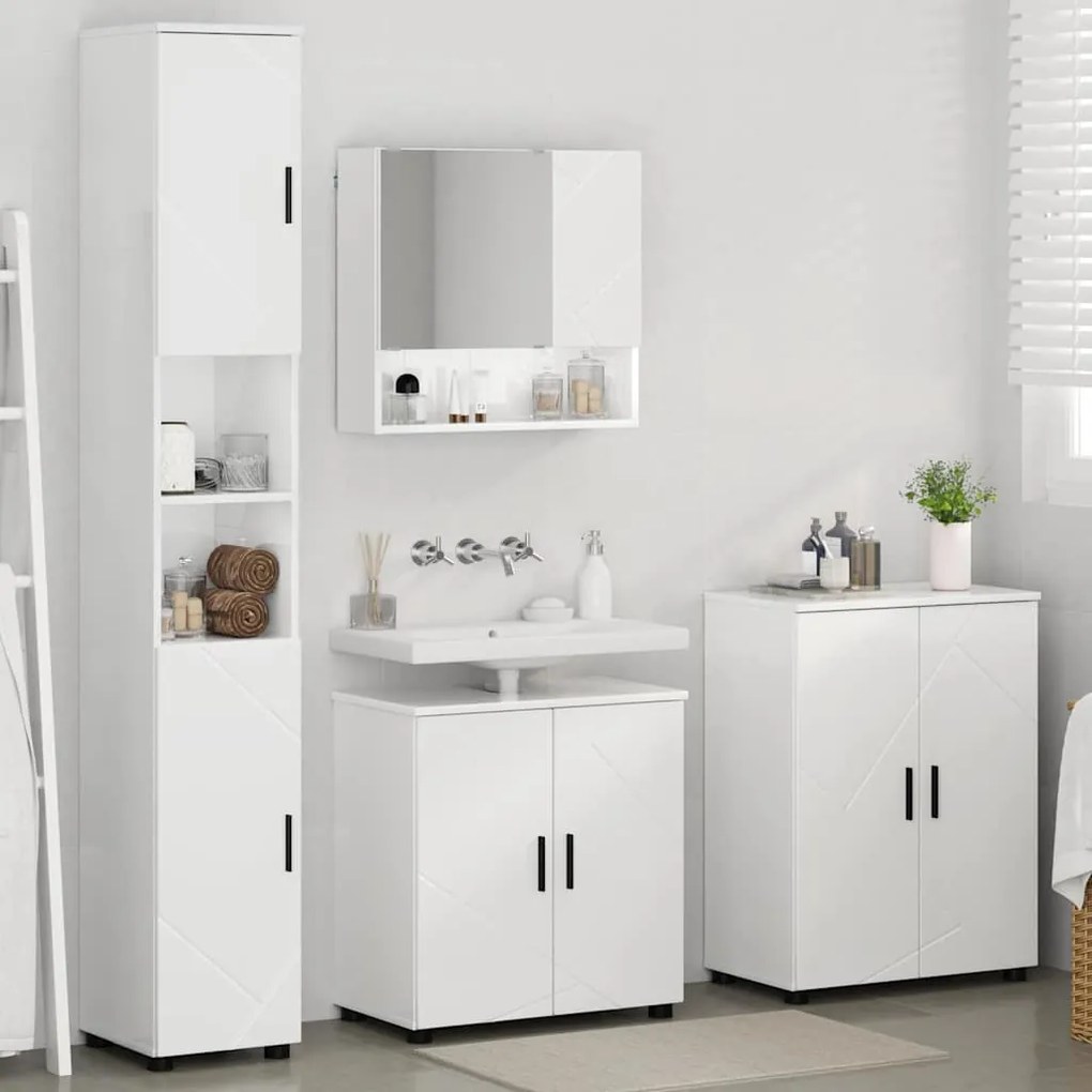 vidaXL Σετ Επίπλων Μπάνιου 4 pcs Γυαλιστερό λευκό 61 x 35 x 64 εκ.