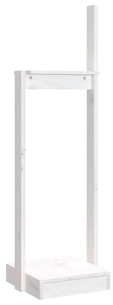 vidaXL Ξυλοθήκη Λευκό 33,5 x 30 x 110 εκ. από Μασίφ Ξύλο Πεύκου