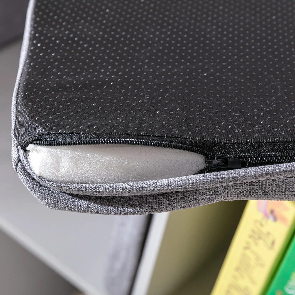 HOMCOM 2-σε-1 Παιδικό Ράφι Ράφι + Κάθισμα με Μαξιλάρι 103 cm × 30 cm × 62 cm Λευκό + Γκρι