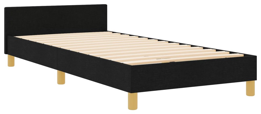 vidaXL Σκελετός Κρεβατιού με κεφαλάρι Μαύρο 90 x 190 cm ύφασμα