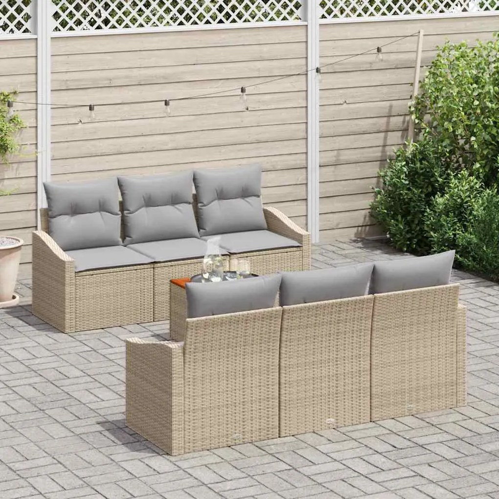 vidaXL Σετ Καναπέ Κήπου 7 pcs Μπεζ, ανοιχτό γκρι