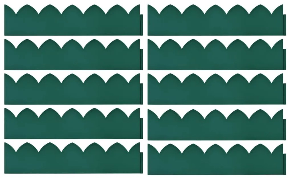 vidaXL Μπορντούρα Γκαζόν 10 τεμ. Πράσινο 65x15 εκ. από Πολυπροπυλένιο