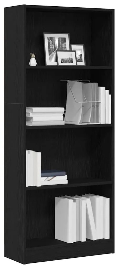 vidaXL Βιβλιοθήκη Μαύρη δρυς 60 x 24 x 143 εκ Επεξεργασμένο ξύλο
