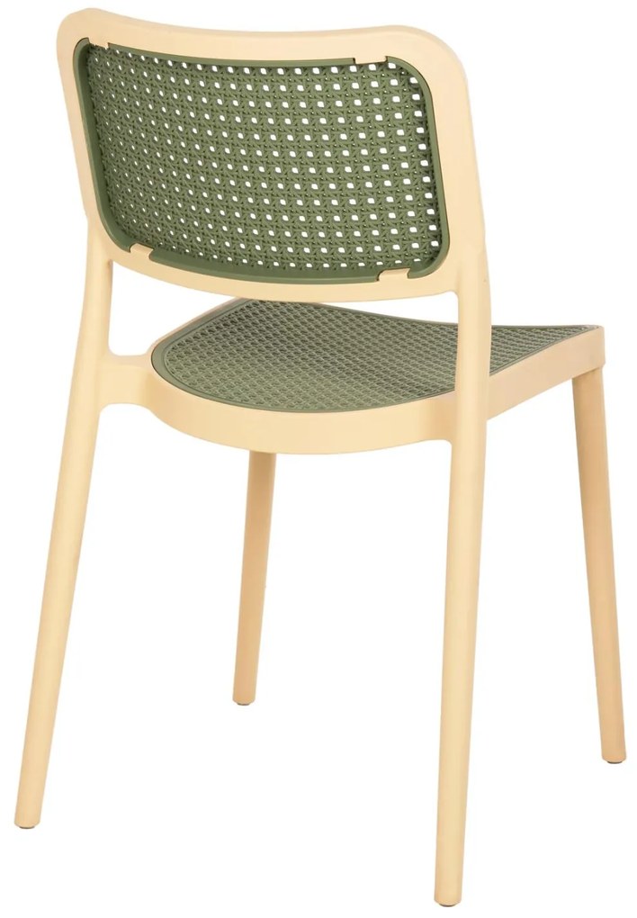 Καρέκλα MEKO C5934.04 Πολυπροπυλενίου Μπέζ με Ψάθα Olive Green 41x49x102Υ εκ. 41x49x102 εκ.