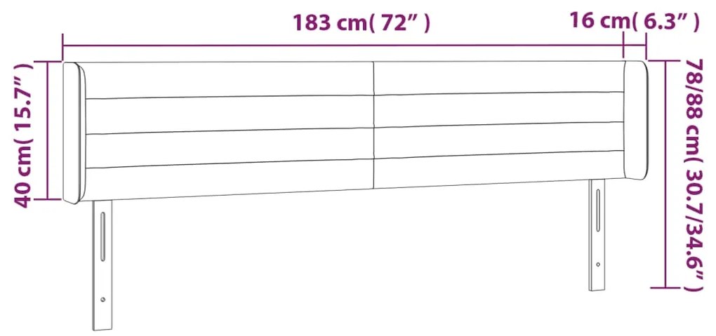 vidaXL Κεφαλάρι Κρεβατιού LED Μπλε 183x16x78/88 εκ. Υφασμάτινο