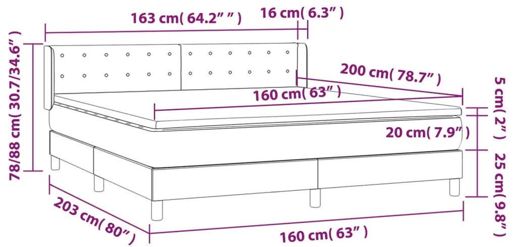 ΚΡΕΒΑΤΙ BOXSPRING ΜΕ ΣΤΡΩΜΑ ΣΚΟΥΡΟ ΓΚΡΙ 160X200 ΕΚ. ΒΕΛΟΥΔΙΝΟ 3131208