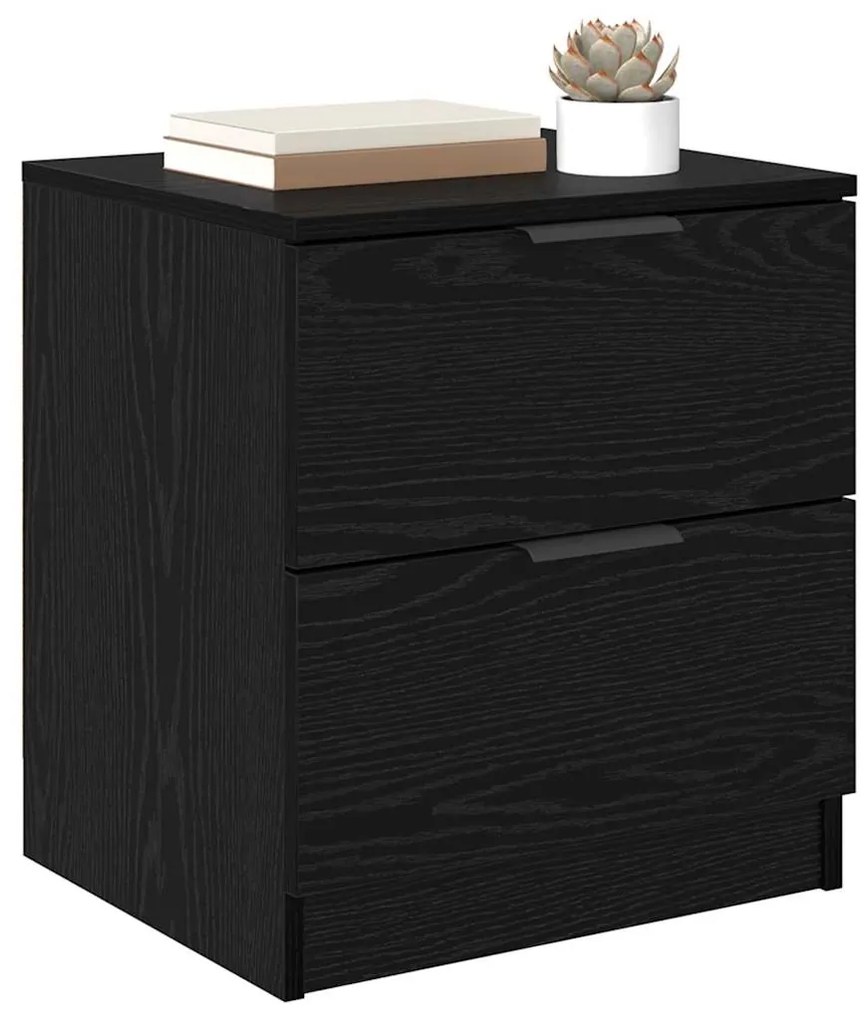 vidaXL Κομοδίνο 2 pcs Μαύρη δρυς 45 x 39 x 50 εκ. Επεξεργασμένο ξύλο