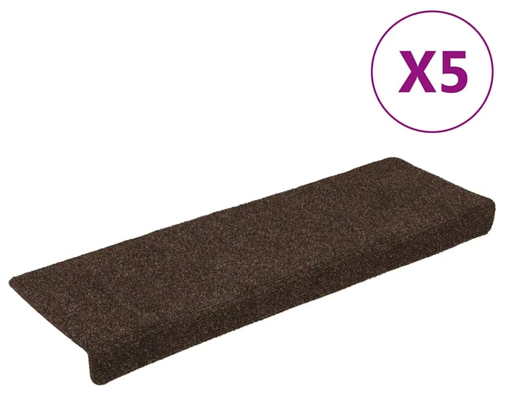 vidaXL Πατάκια Σκάλας 15 τεμ. καφέ 65x21x4 εκ. Βελονιασμένα