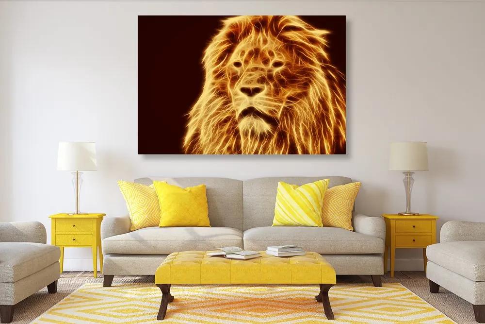 Εικόνα κεφαλιού λιονταριού σε αφηρημένο σχέδιο - 120x80