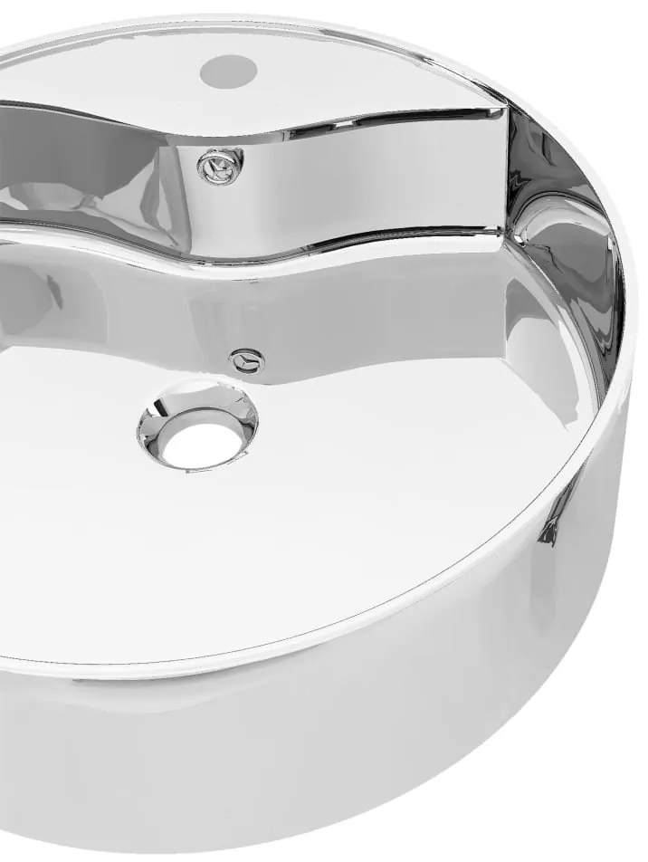 vidaXL Νιπτήρας με Οπή Υπερχείλισης Ασημί 46,5 x 15,5 εκ. Κεραμικός