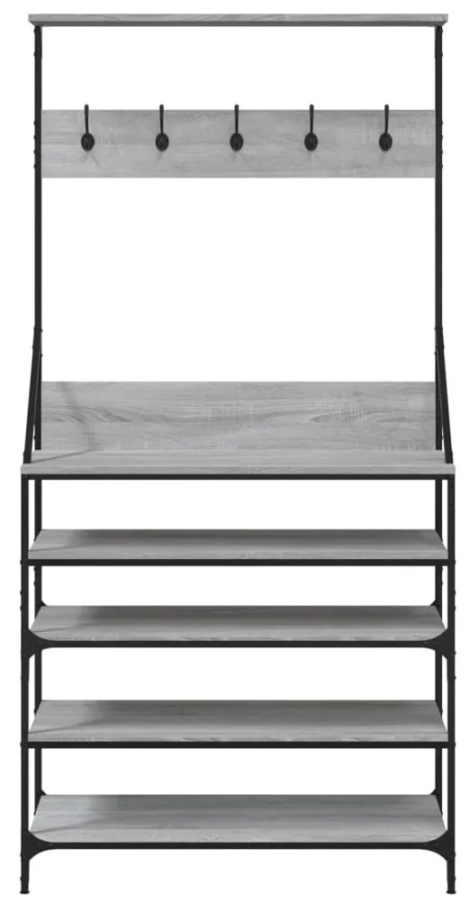 vidaXL Κρεμάστρα Ρούχων με Παπουτσοθήκη Γκρι Sonoma 90x34x184 εκ.