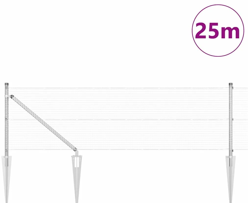 vidaXL Φράχτης με Στήλες. Ασημί 0.4 x 25 μ Ατσάλι