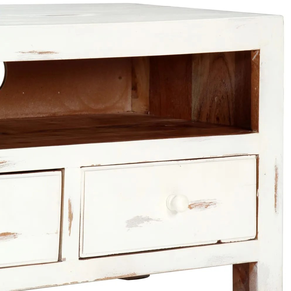 vidaXL Έπιπλο Τηλεόρασης Λευκό 120x30x40 εκ. από Μασίφ Ξύλο Ακακίας