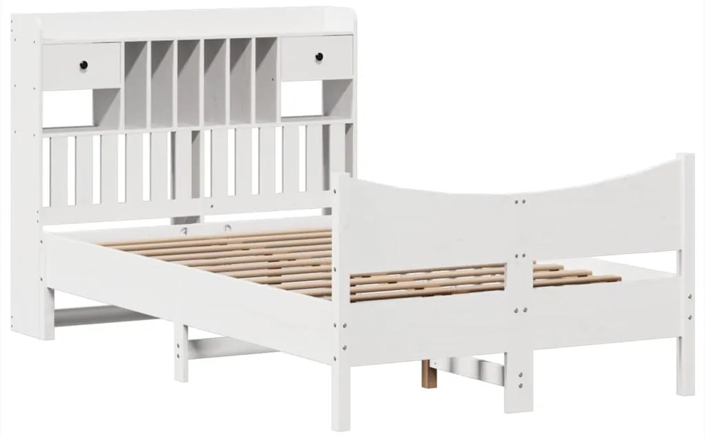 vidaXL Σκελετός Κρεβ. Χωρίς Στρώμα Λευκό 135x190 εκ Μασίφ Πεύκο