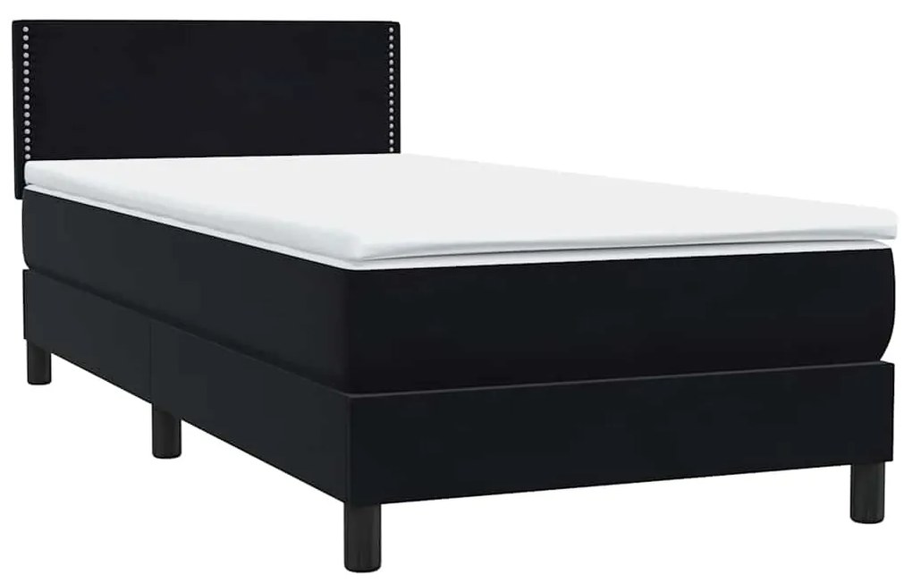 vidaXL Κρεβάτι Boxspring με Στρώμα &amp; LED Μαύρο 80x220 εκ. Βελούδινο
