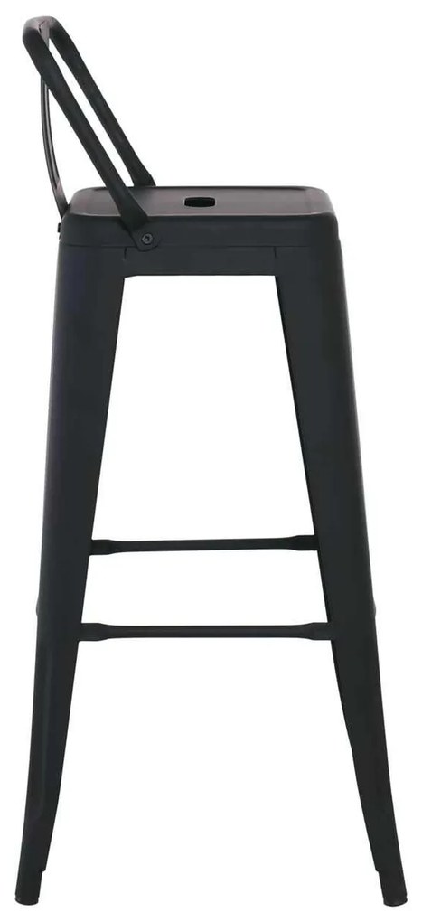 Σκαμπώ RELIX Bar Με Πλάτη Μαύρο Matte 44x44x76/96cm