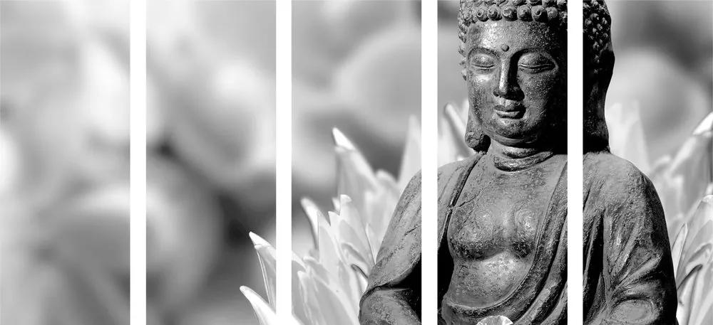 Εικόνα 5 μερών ειρηνικός Βούδας σε ασπρόμαυρο