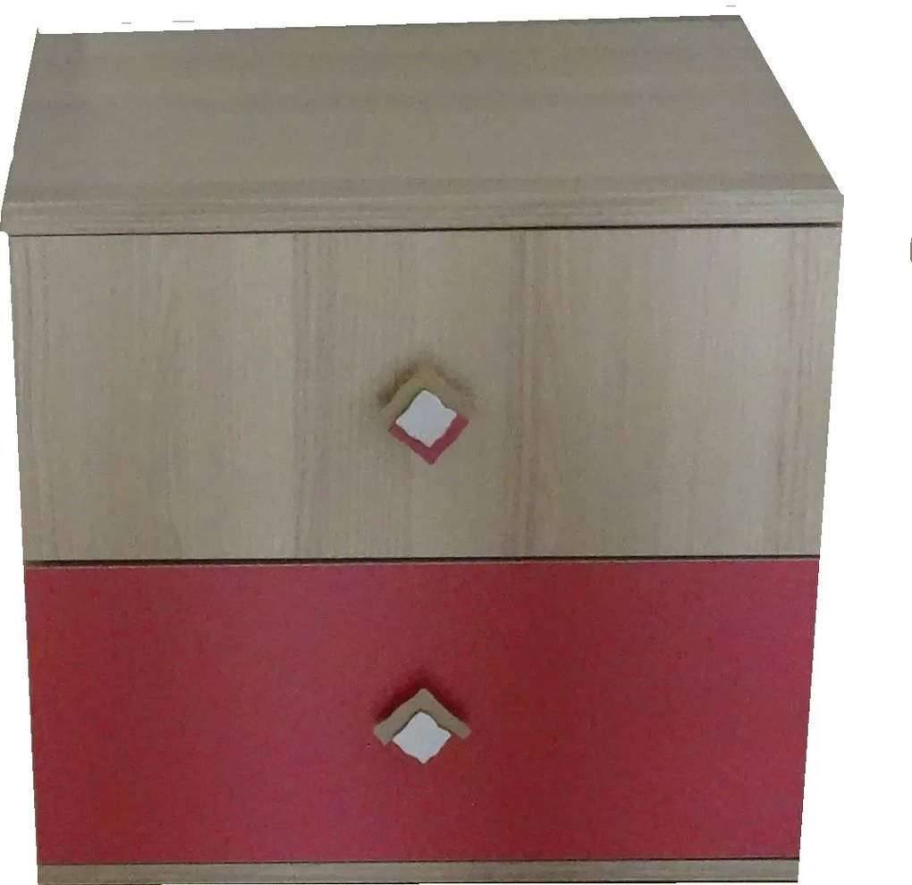 Lh-homefurniture Κομοδίνο 11105-DN  Φυσικό Jesion+ σκούρο ροζ 55x51x44cm 11105-DN
