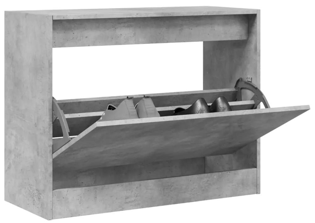 Παπουτσοθήκη Γκρι Σκυροδέματος 80x34x63 εκ. Επεξεργασμένο Ξύλο