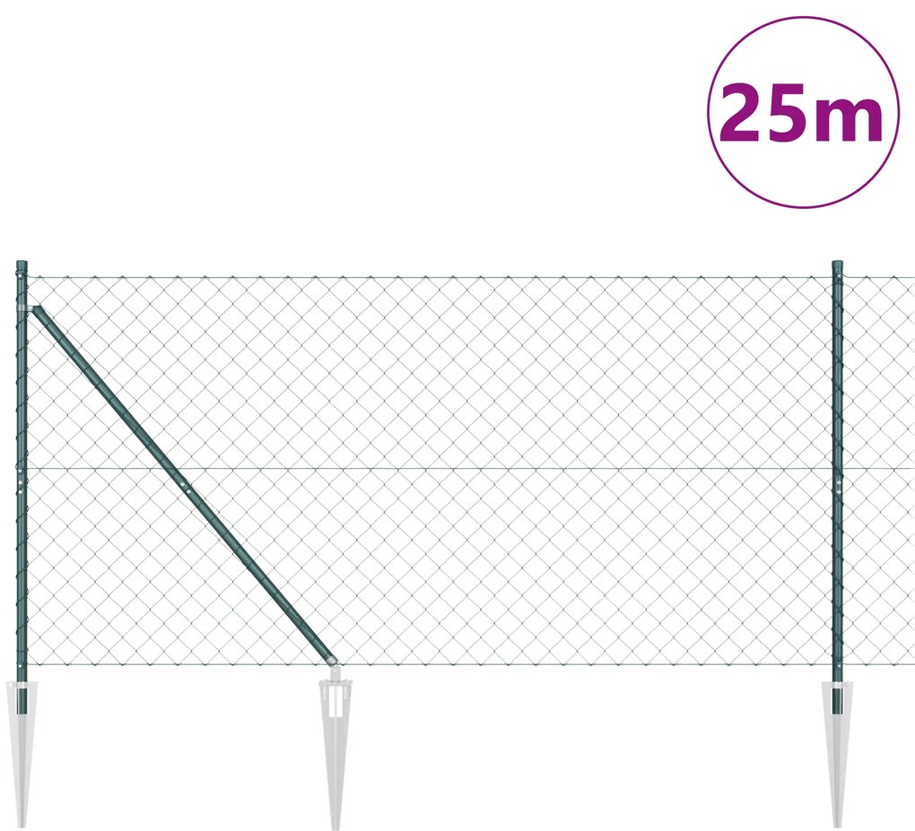 vidaXL Περίφραξη αλυσίδας Σετ 2 Πράσινη PVC 1 x 25 μ Ανθεκτική