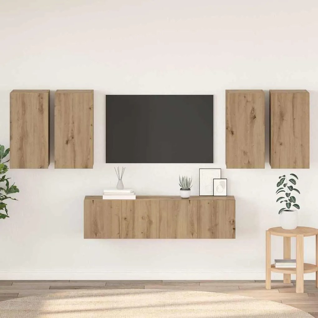 vidaXL Σετ επίπλου τηλεόρασης 6 pcs artisan δρυς 60 x 30 x 30 cm