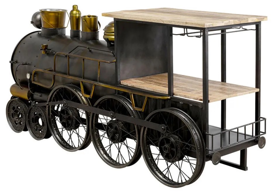 TRAIN ΚΟΝΣΟΛΑ BAR GUNMETAL ΦΥΣΙΚΟ 226x60xH104cm - 05-0722