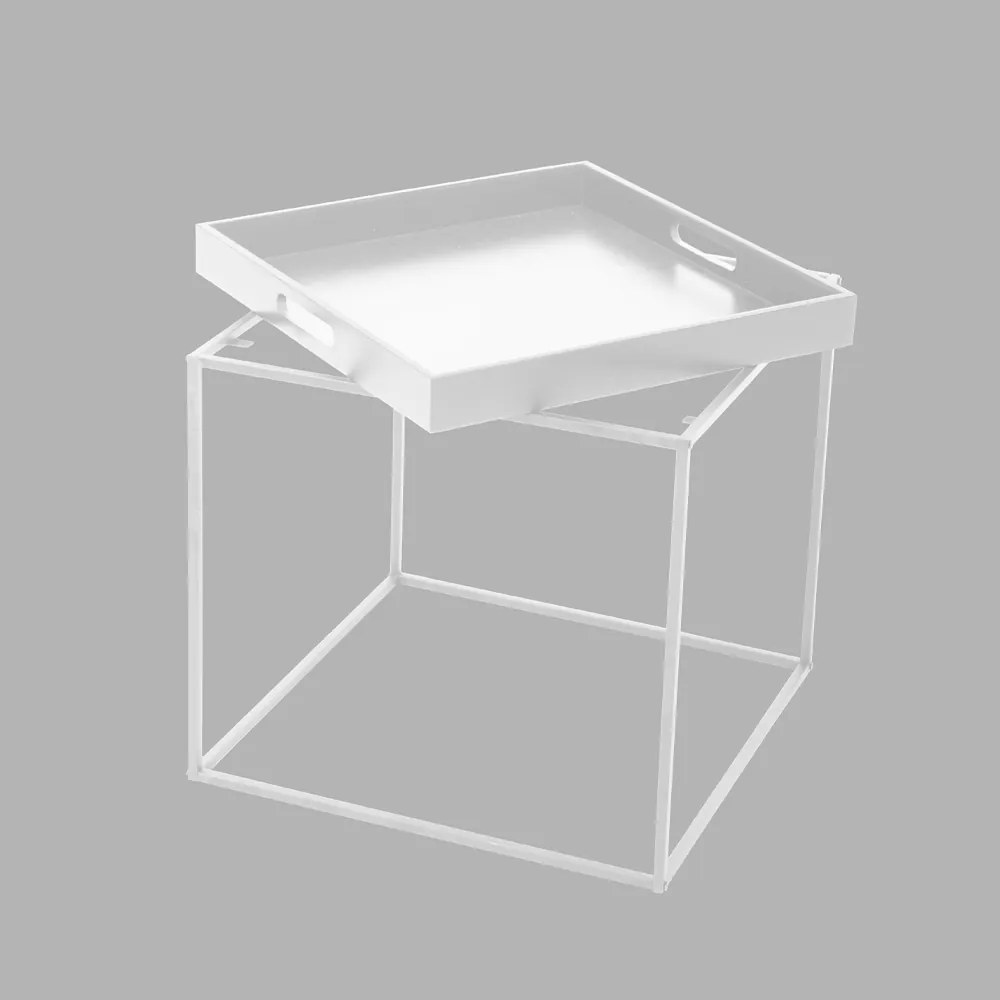 BUTLER SIDE TABLE MDF ΛΑΚΑΡΙΣΤΟ ΛΕΥΚΟ MDF ΛΑΚΑΡΙΣΤΟ 45x45x45 - 04-0809