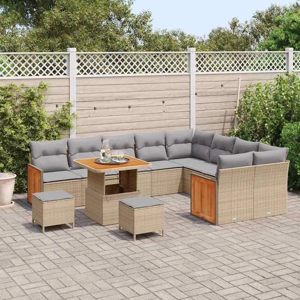 vidaXL Σετ Καναπέ Κήπου 12 pcs Μπεζ, Ανοιχτό γκρι 80 x 80 x 71 cm