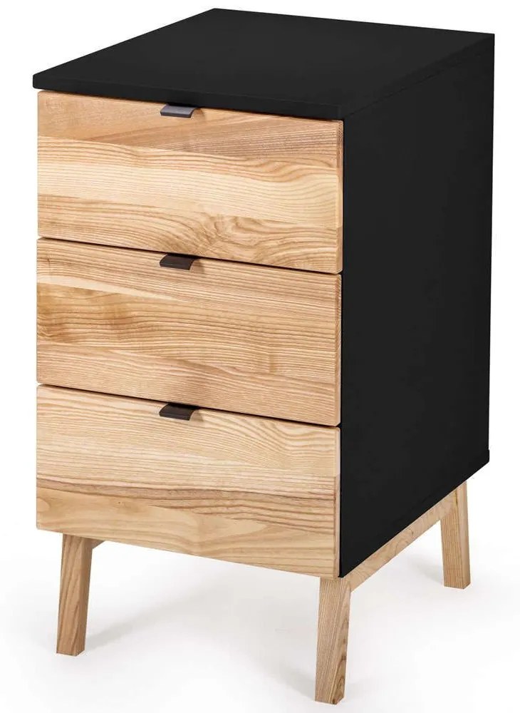 Συρταριέρα Γραφείου Luka 3 LUKADNATBLACK 41x50x75cm Natural-Black
