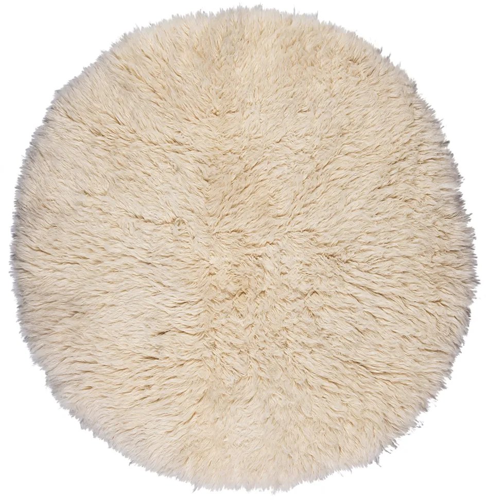 Στρογγυλό Χαλί (Φ120) Βιοκαρπέτ Flokati Natural White 1700gsm