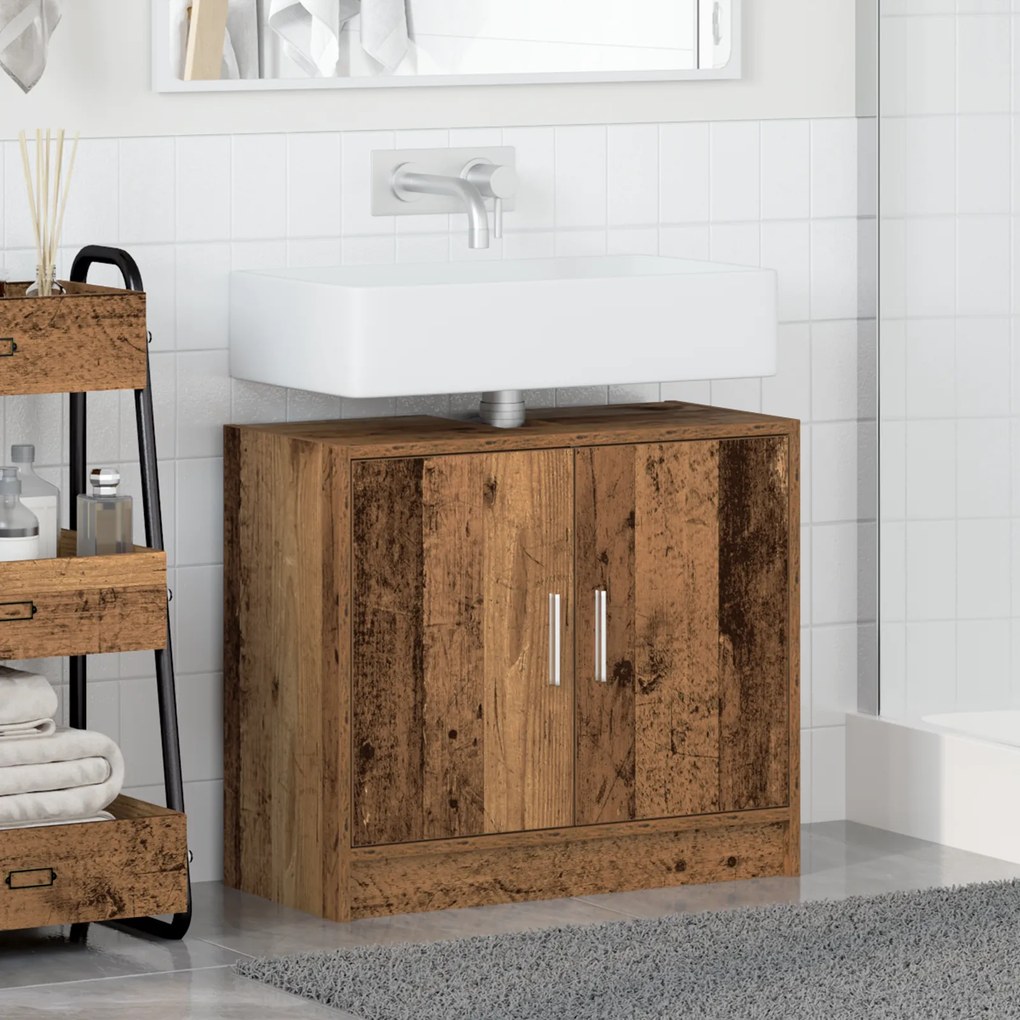 vidaXL Ντουλάπι Νιπτήρα Παλιό Ξύλο 63x29x55 εκ. Συμπαγές Ξύλο