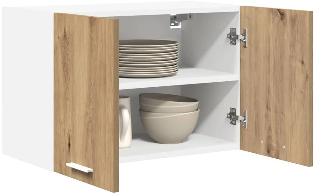 vidaXL Κρεμαστό ντουλάπι με αποθήκευση Riga Χειροποίητη Δρυς και Λευκό