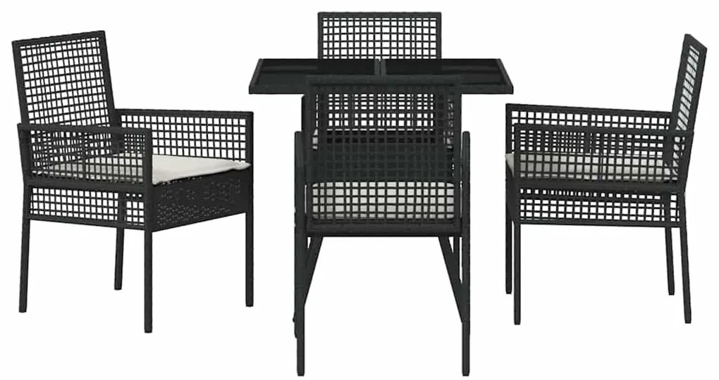 vidaXL Σέτ φαγητού για κήπο 5 pcs Μαύρο συνθετικό ρατάν